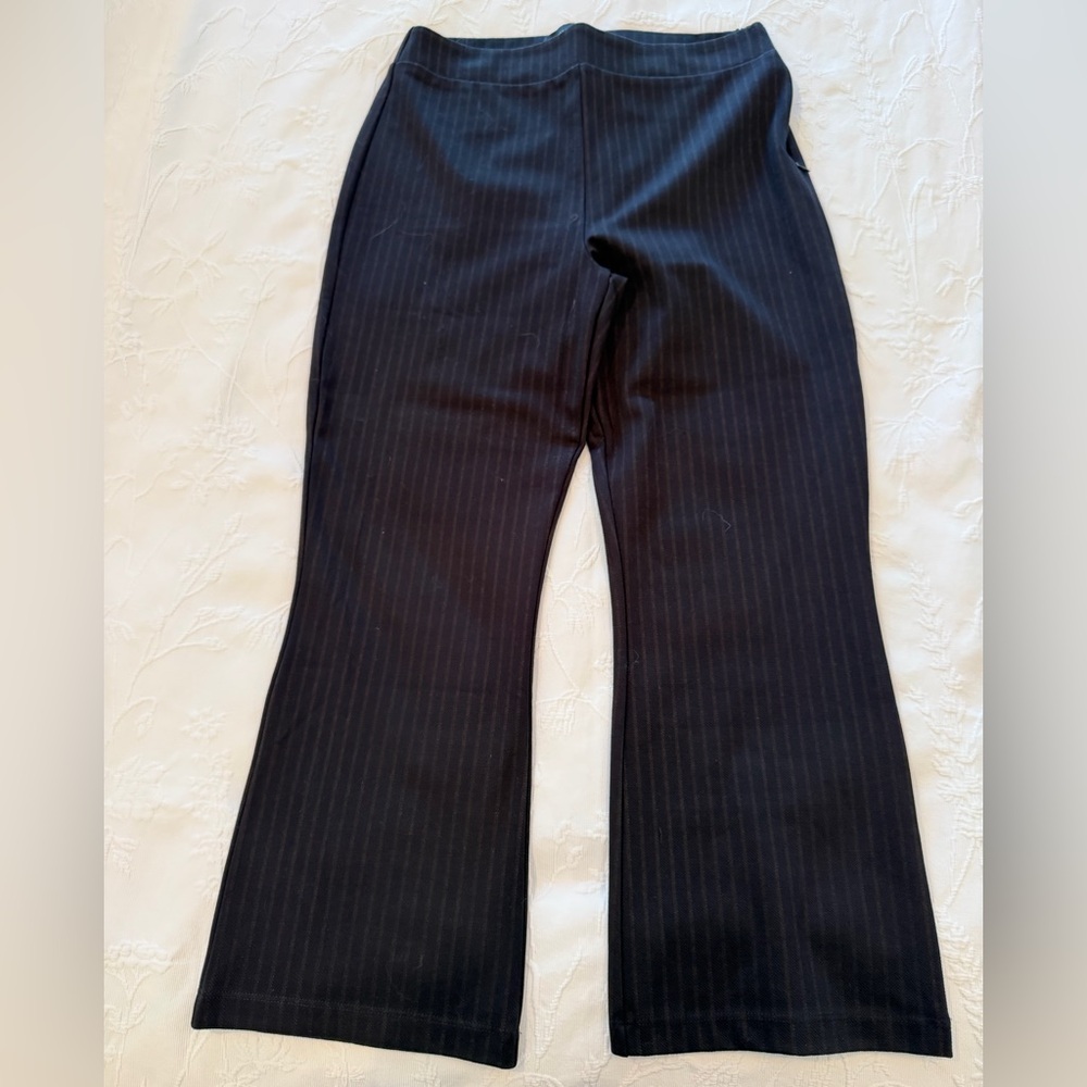 Anthropologie navy Pinstripe Flared Trousers